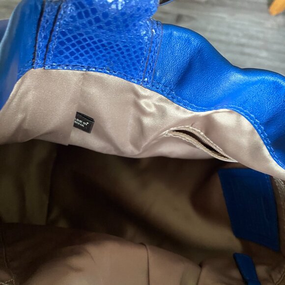 Coach Penelope Large Blue Leather With Blue Snakeskin Trim Shoulder Bag - Picture 7 of 16